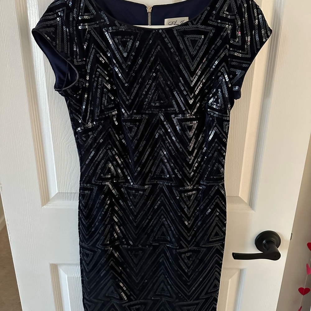 Eliza J Women’s Dress Navy Velvet with Sequins